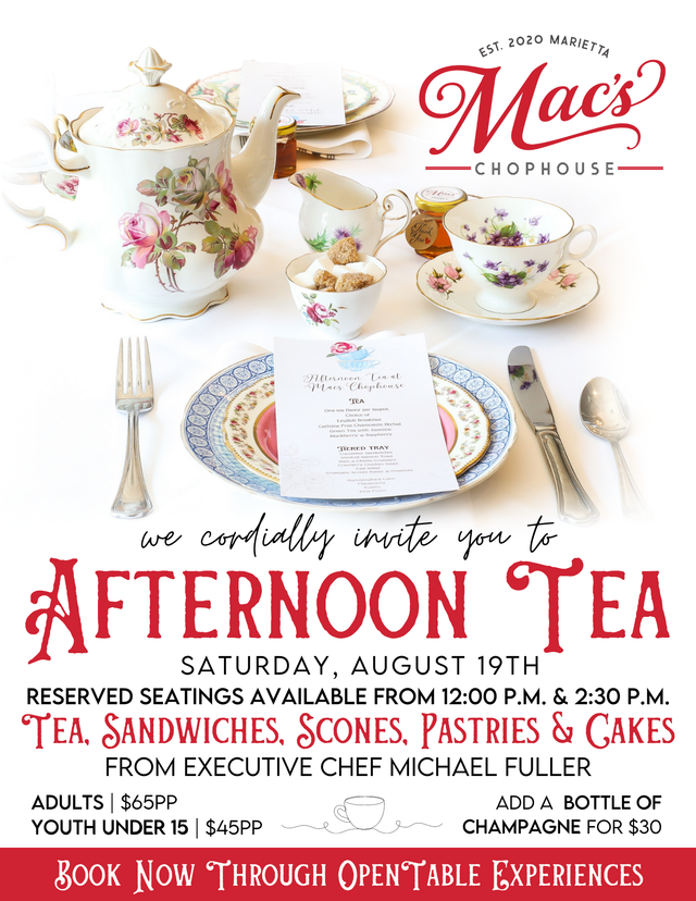 Summer Afternoon Tea | Aug 19th | Mac's Chophouse